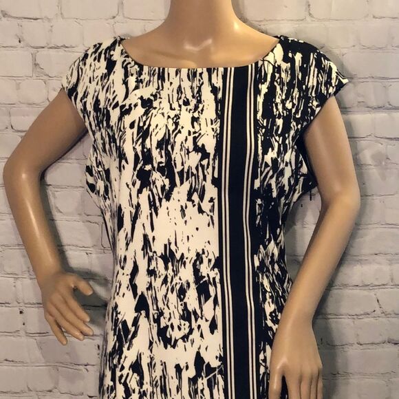 London Style Collection Op Art Black and White Shift Dress 14 - Picture 2 of 10